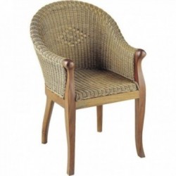 Rattan and mahogany armchair