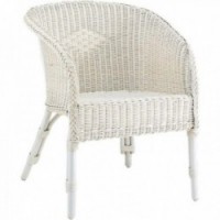 Armchair in white lacquered rattan