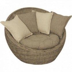 Round armchair in gray poelet