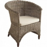 Gray poelet armchair with cushion
