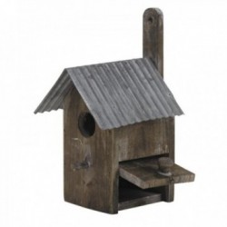 Wood and zinc birdhouse