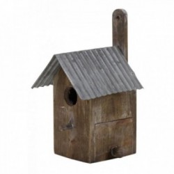Wood and zinc birdhouse