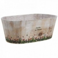 Oval wooden planter