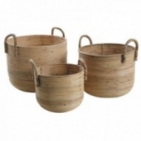 Round poelet flowerpots with two rope handles