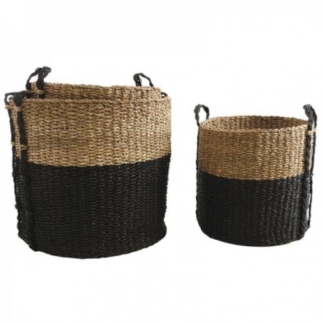 Planters in natural and black stained seagrass