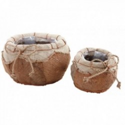 Round coco and rope flowerpots