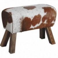 Ko Hudstol och träfot: Pouf Side Style Mountain Rustik Chic & Assisi Real Hair for Living Room