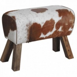 Stool in cowhide and wood