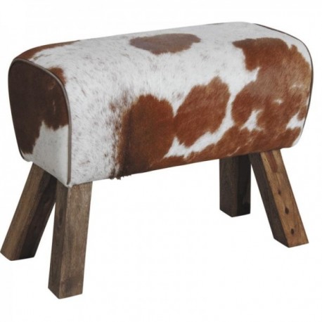 Banquetas da pele da vaca e pés de madeira: Montanha do estilo do lado do puff CHIC & assisi do cabelo real para a sala de estar