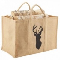 Laminated jute log bag with deer