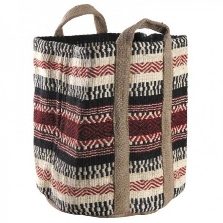 Kolorowy kosz juty z uchwytami