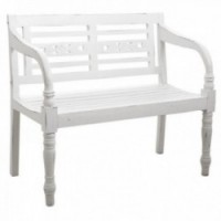 Biała drewniana ogrodowa ławka
