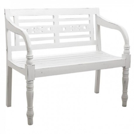 Biała drewniana ogrodowa ławka