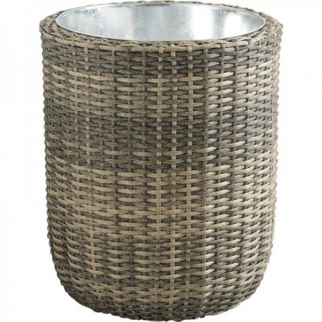 High round synthetic rattan planter