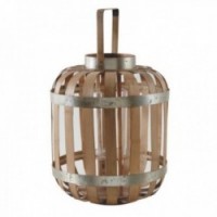 Natural bamboo and metal lantern