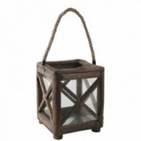 Square wood and glass lantern