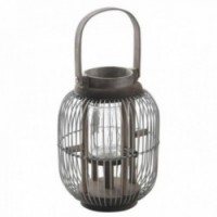 Lantern in stained wood and metal