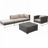 5-częściowy rogu meble ogrodowe modułowe w syntetycznej oplatanej żywicy