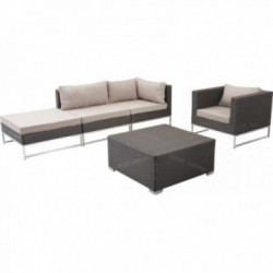 5-częściowy rogu meble ogrodowe modułowe w syntetycznej oplatanej żywicy