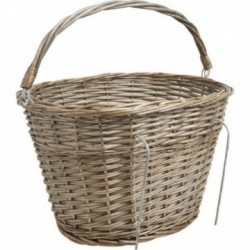 Gray wicker bike basket