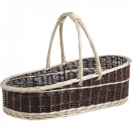 Presentation basket in raw and white wicker