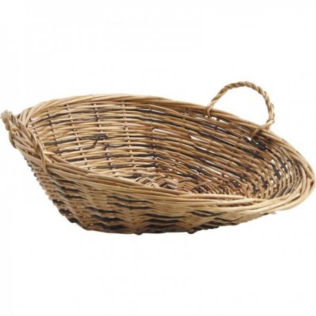 Presentation basket in white and raw wicker