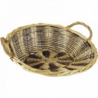Presentation basket in raw and white wicker