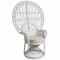 Emmanuelle armchair in white lacquered rattan