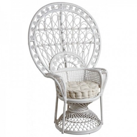 Poltrona Emmanuelle in rattan laccato bianco