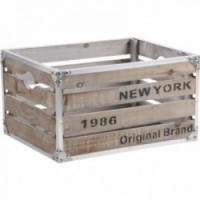 Caixa de madeira e metal "New York"