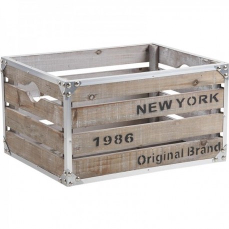 Caja de almacenamiento de madera y metal "Nueva York"