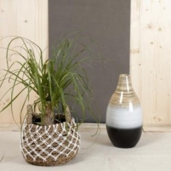 Vaso redondo de bambu lacado