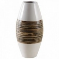White lacquered bamboo round vase
