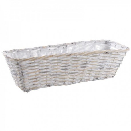 Biały patynowany sadzarka rattanu