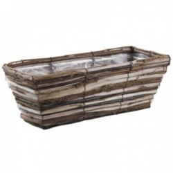 Planter in raw wicker and wood