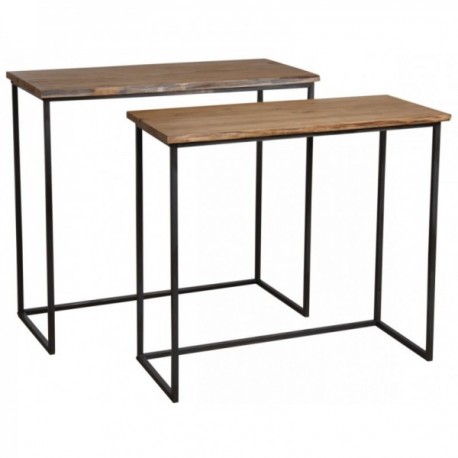 Console in wood and metal extendable industrial style