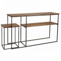 Console table in wood and metal