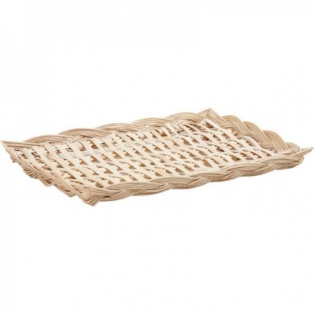 Wicker and wood tray