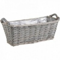 Wicker planter og gråt træ med håndtag