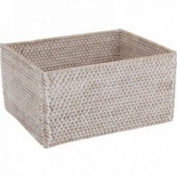 White rattan storage drawer basket