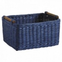 Cesto cestino in rattan tinto blu