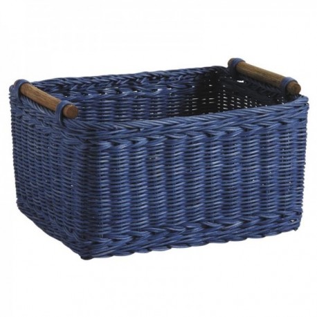 Basket basket in blue tinted rattan
