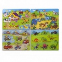Puzzle in legno incorporato - Lotto di 4