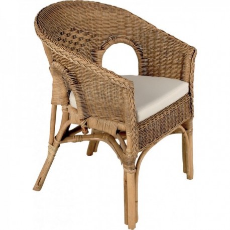 Aubry Gaspard Poltroncina In Rattan Naturale E Manau - Design Classico, Seduta 43 Cm (60x60x81 Cm)