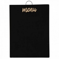 Black wallboard metal and wood, restaurant menu