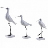 Deco white wooden seabirds on metal stand