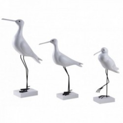 Deco pájaros marinos de madera blanca sobre soporte de metal