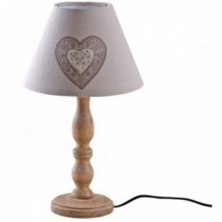 Lampe de chevet en bois avec abat jour coeur