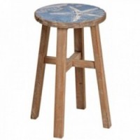 Sgabello in legno rotondo arredamento marino, bordo spirituale e chic incantesimo rustico