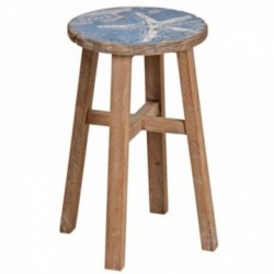 Wooden stool with sea decor